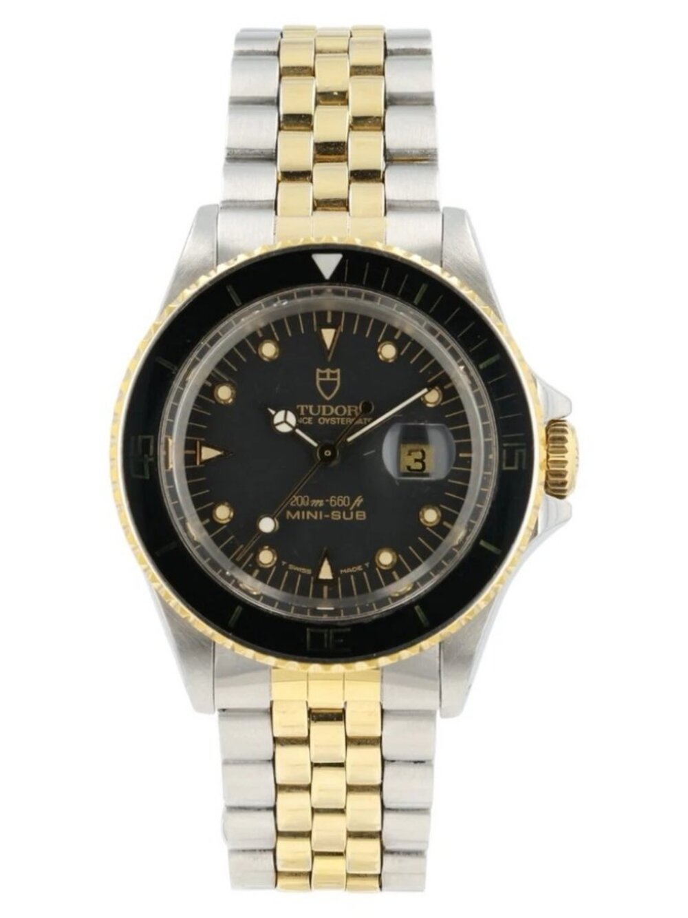 Tudor Mini Sub Black Dial Gold & Steel 33mm Automatic Unisex Watch 73091